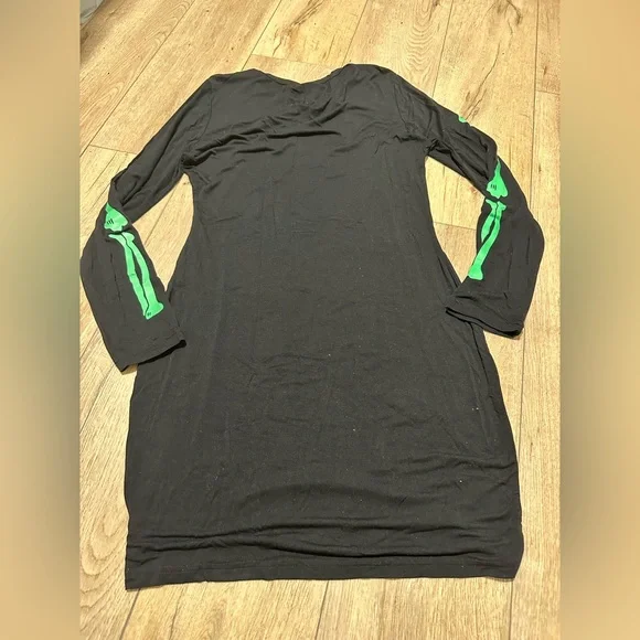 Neon green skeleton bones Bodycon stretchy dress Halloween black light resistant - Picture 14 of 14